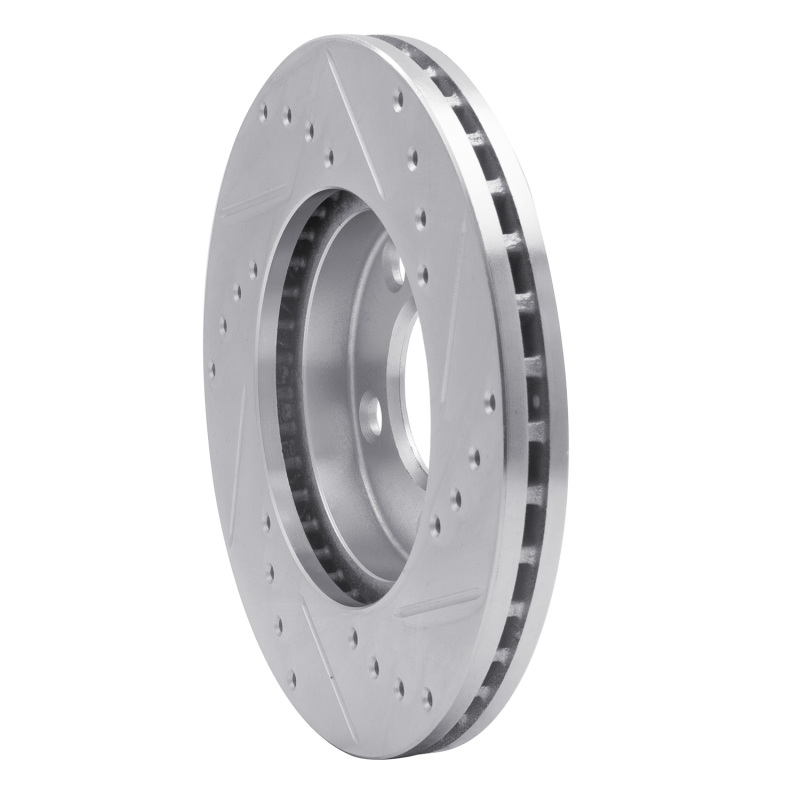 Ford Mustang Brake Rotor (1) - Front Left - R1 Concepts - Drilled & Slotted - Silver - `94-`04